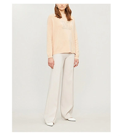 Shop Max Mara Cannes Logo-print Cashmere Jumper In Pink