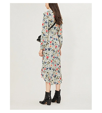 Shop Ba&sh Paloma Floral-print Crepe Dress In Ecru