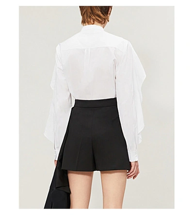 Shop Alexander Mcqueen Asymmetric Draped Wool Shorts In Black