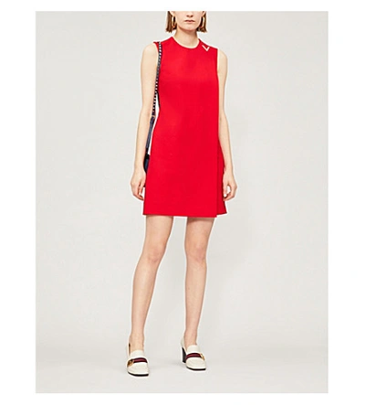 Shop Valentino Wrap Wool-blend Mini Dress In Rosso