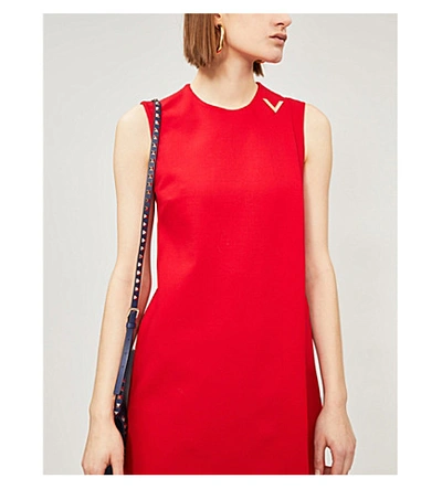 Shop Valentino Wrap Wool-blend Mini Dress In Rosso