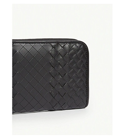 Shop Bottega Veneta Leather Zip-around Wallet In Black