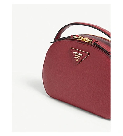 Shop Prada Odette Saffiano Leather Cross-body Bag In Fuoco