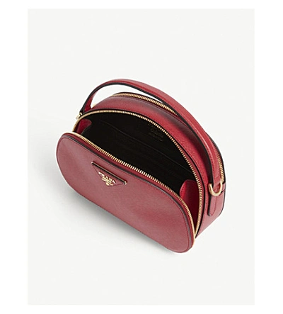 Shop Prada Odette Saffiano Leather Cross-body Bag In Fuoco