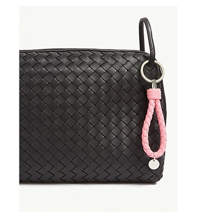 Shop Bottega Veneta Intrecciato Woven Leather Keyring In Pink 109c