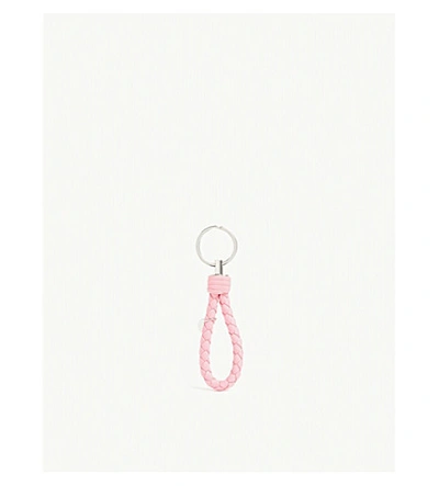 Shop Bottega Veneta Intrecciato Woven Leather Keyring In Pink 109c