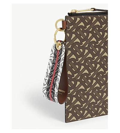 Shop Burberry Monogram Coated Canvas Keyring In Bridle Brown