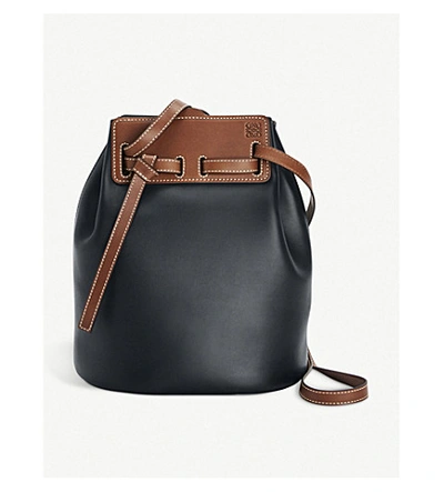 Loewe Lazo Leather Bucket Bag in Black