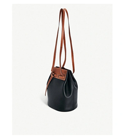 Loewe Lazo Leather Bucket Bag in Black
