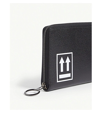 Shop Off-white Arrow Motif Leather Wallet In Black White