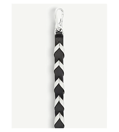 Shop Loewe Thin Braided Leather Strap In Black/white