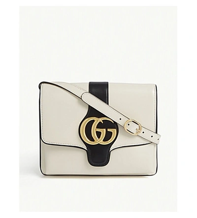 Shop Gucci Arli Medium Leather Shoulder Bag In White Black