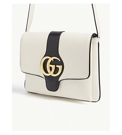 Shop Gucci Arli Medium Leather Shoulder Bag In White Black