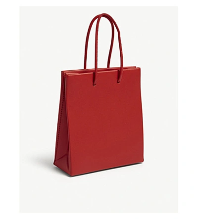 Shop Medea Small Leather Box Tote In Red