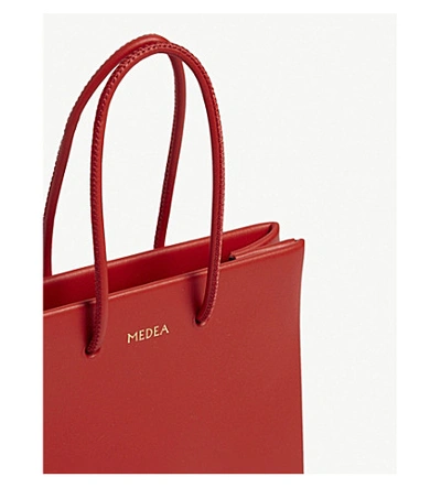 Shop Medea Small Leather Box Tote In Red