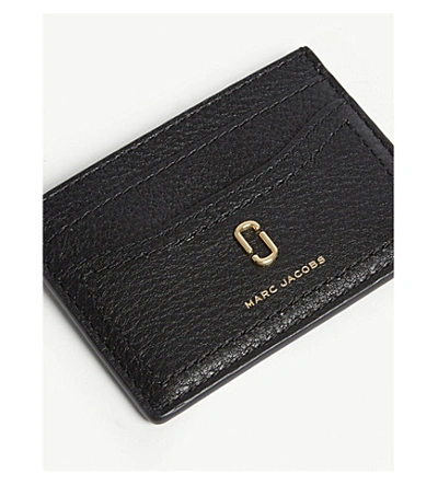 Shop Marc Jacobs Logo Leather Card Holder In Black