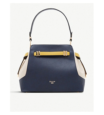 Shop Dune Darabella Faux-leather Tote Bag In Navy-plain Synthetic