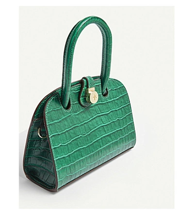 Shop Manu Atelier Micro Ladybird Croc-embossed Leather Cross-body Bag In Monte Green