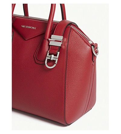 Shop Givenchy Antigona Sugar Small Leather Tote Bag In Vermillon Red