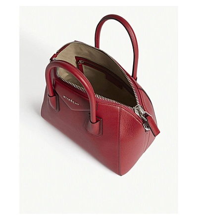 Shop Givenchy Antigona Sugar Small Leather Tote Bag In Vermillon Red