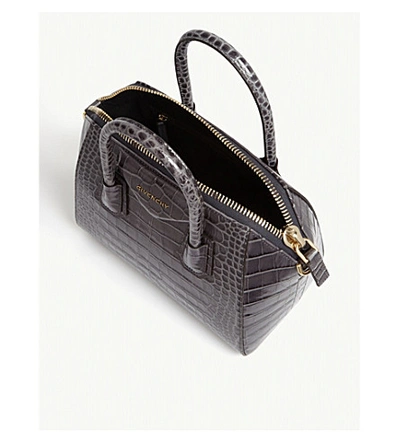 Shop Givenchy Antigona Small Croc-embossed Leather Tote Bag In Storm Grey