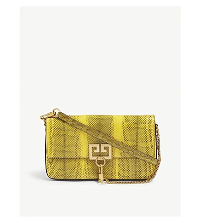 Shop Givenchy Faux Snakeskin Gv3 Shoulder Bag In Yellow