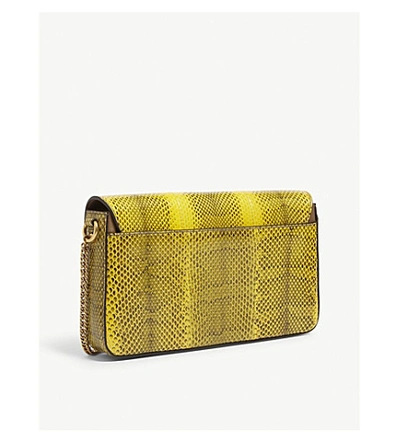 Shop Givenchy Faux Snakeskin Gv3 Shoulder Bag In Yellow