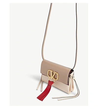 Shop Valentino 'v' Ring Leather Mini Cross-body Bag In Rose Pink