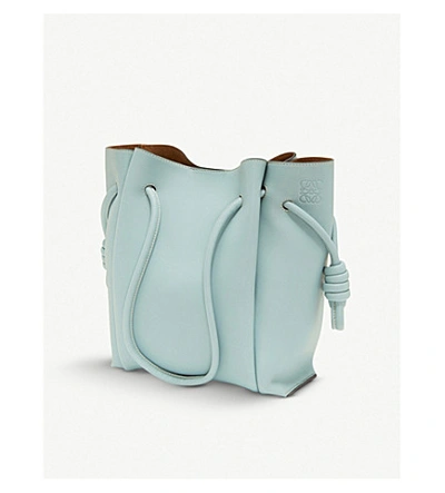 Shop Loewe Flamenco Knot Small Leather And Suede Tote Bag In Aqua