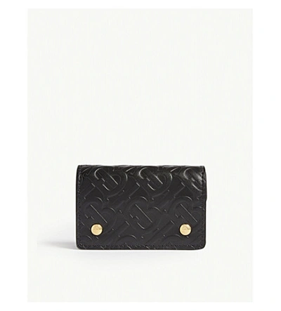 Shop Burberry Monogram Leather Card Holder In Black