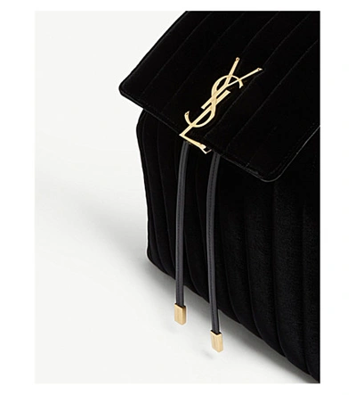 Shop Saint Laurent Vicky Monogram Velvet Backpack In Black