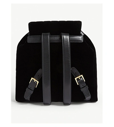 Shop Saint Laurent Vicky Monogram Velvet Backpack In Black