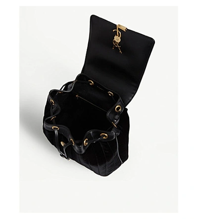 Shop Saint Laurent Vicky Monogram Velvet Backpack In Black