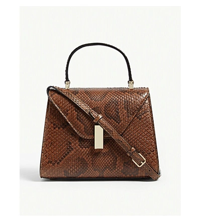 Shop Valextra Python Leather Mini Iside Tote In Mp Palissandro