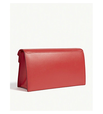 Shop Burberry Tb-logo Leather Envelope Clutch In Red / Gold