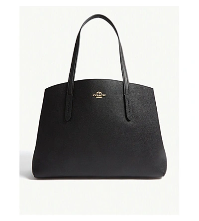 Shop Coach Charlie Leather Tote In Gd/black