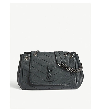 Shop Saint Laurent Nolita Monogram Small Leather Shoulder Bag In Deep Green