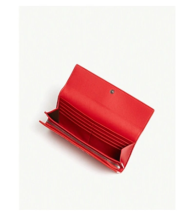 Shop Bottega Veneta Intrecciato Woven Leather Purse In Bright Red