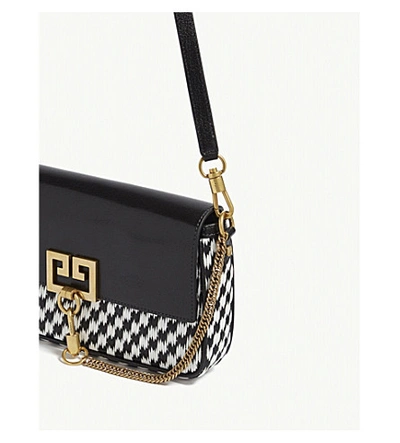 Shop Givenchy Gv3 Houndstooth And Leather Shoulder Bag In Black/white
