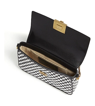 Shop Givenchy Gv3 Houndstooth And Leather Shoulder Bag In Black/white