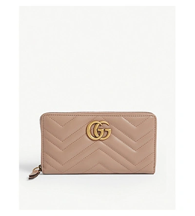Shop Gucci Marmont Quilted Leather Wallet In Perfect Pink