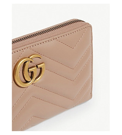 Shop Gucci Marmont Quilted Leather Wallet In Perfect Pink