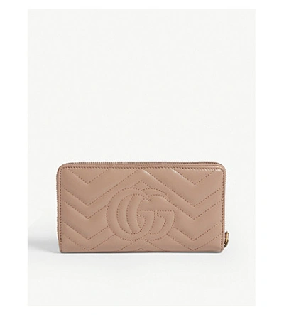 Shop Gucci Marmont Quilted Leather Wallet In Perfect Pink