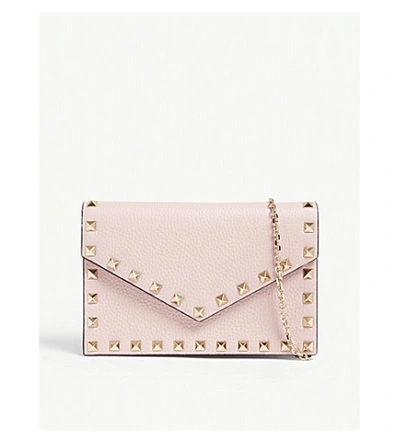 Shop Valentino Rockstud Leather Extra-small Cross-body Bag In Water Rose