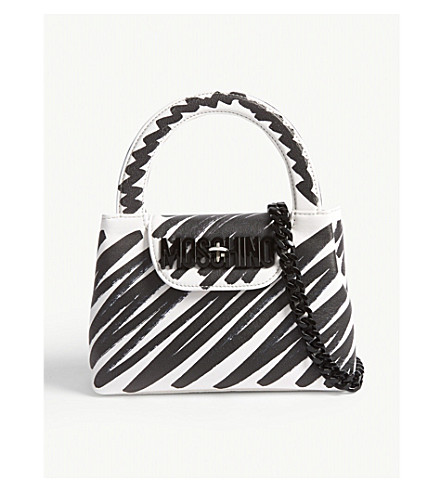 black and white moschino bag