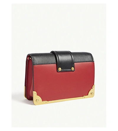 Shop Prada Cahier Small Leather Shoulder Bag In Red/black