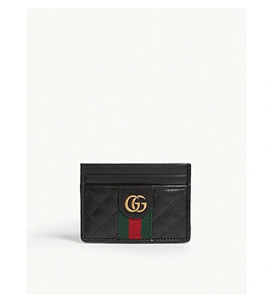 Shop Gucci Logo Quilted Leather Card Holder In Black