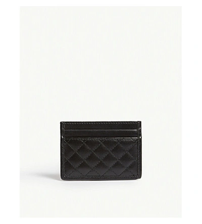 Shop Gucci Logo Quilted Leather Card Holder In Black