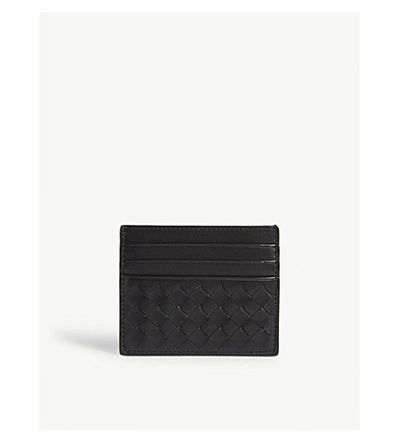 Shop Bottega Veneta Leather Cardholder In Black