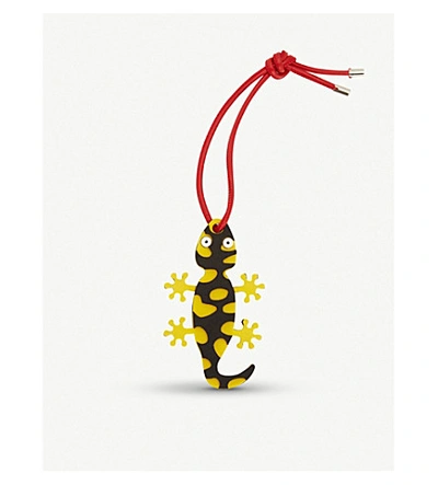 Shop Loewe Paula's Salamander Foam And Leather Charm In Black/yellow